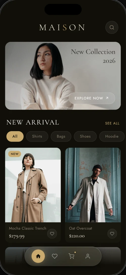 Aplikacija za online prodavnicu početni ekran